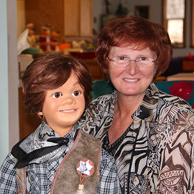 Wanda Brunstetter and her ventriloquist figure, Randy Right 